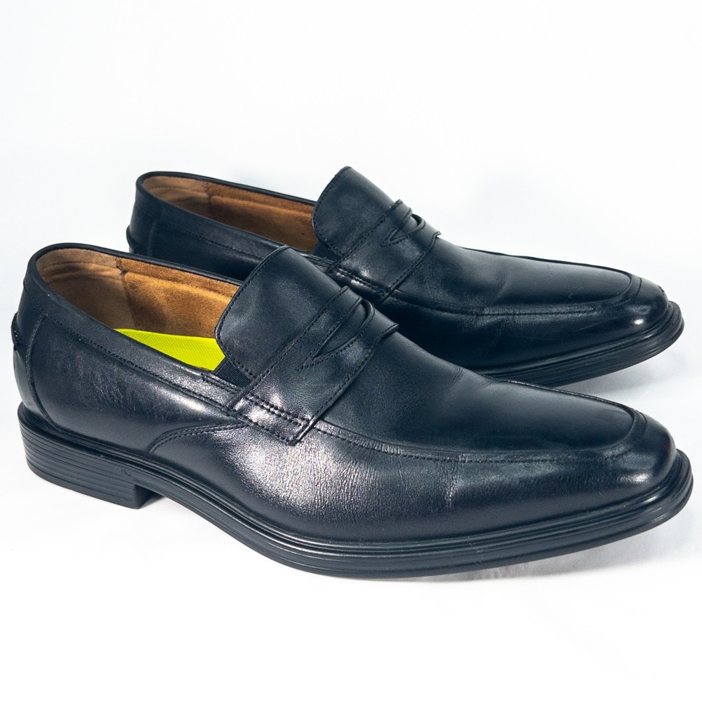 Florsheim Mens 10M Moc Toe Penny Loafer Black Leather Comfortech Shoes NICE!